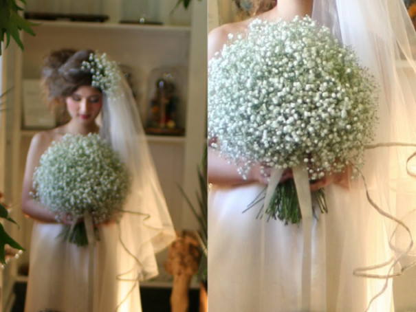 かすみ草のウェディングブーケ 博物花屋マニエラのウェディングフラワー かすみ草のウェディングブーケ 博物花屋マニエラのウェディングフラワー