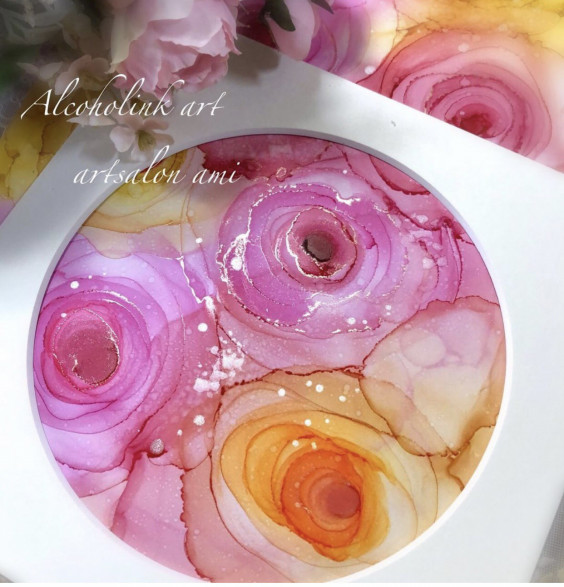 アルコールインクアートのバラ | アルコールインクアートサロン ami, 画像サイズ:564x587