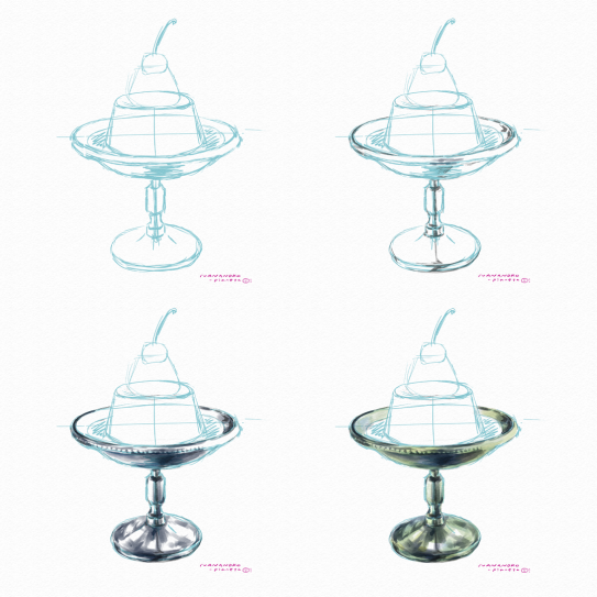 静物画 銀食器とプリンのプロセス Facomi To Usachan