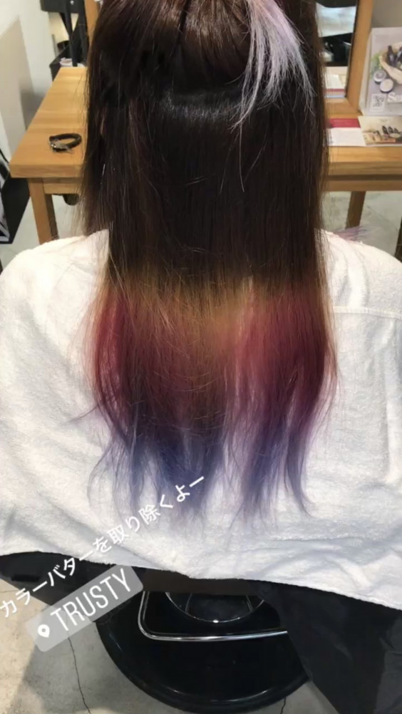 カラーバターが残ってる髪の毛をビビットなブルーに ファイバープレックス ﾍｱｶﾗｰ職人takuyaのブログ