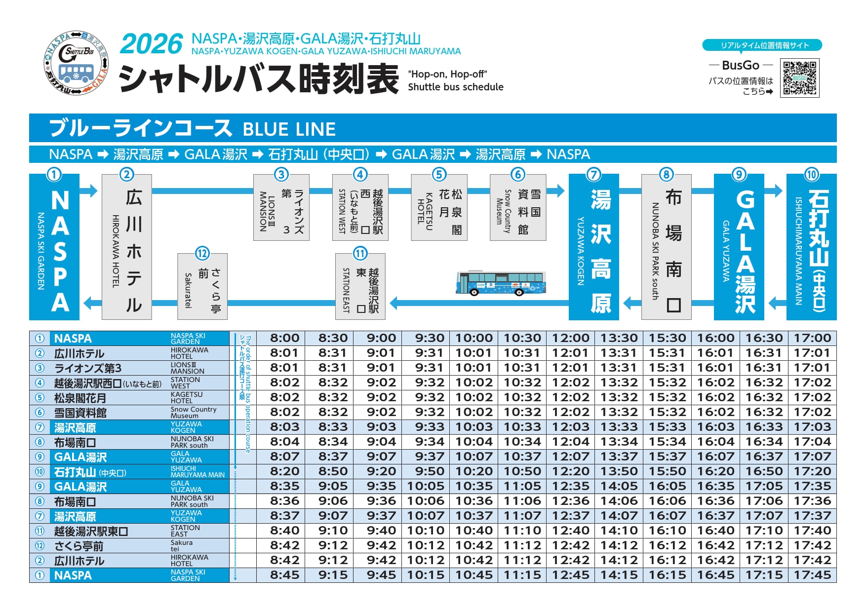2025-26 NASPA・湯沢高原・GALA湯沢・石打丸山行 4社共通シャトルバス