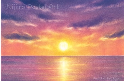 パステルアート『紫色の夕焼け』 | Nijiiro☆Artgallery