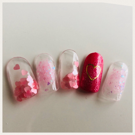 ハート チークでvalentineネイル Plie Nail