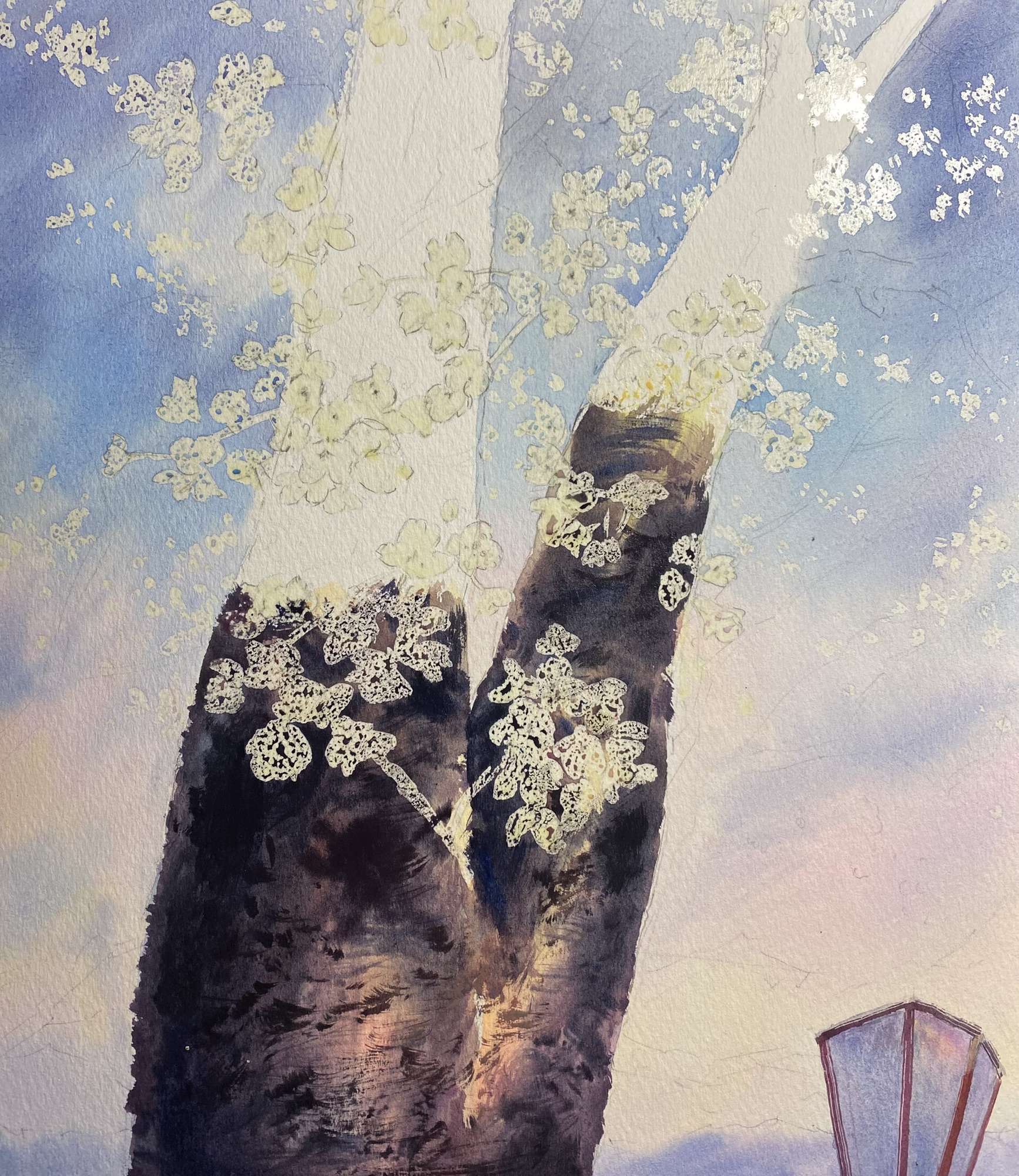 桜の水彩画の描き方 作者東有達 | 新潟絵画教室AZUMAs こども・美大 