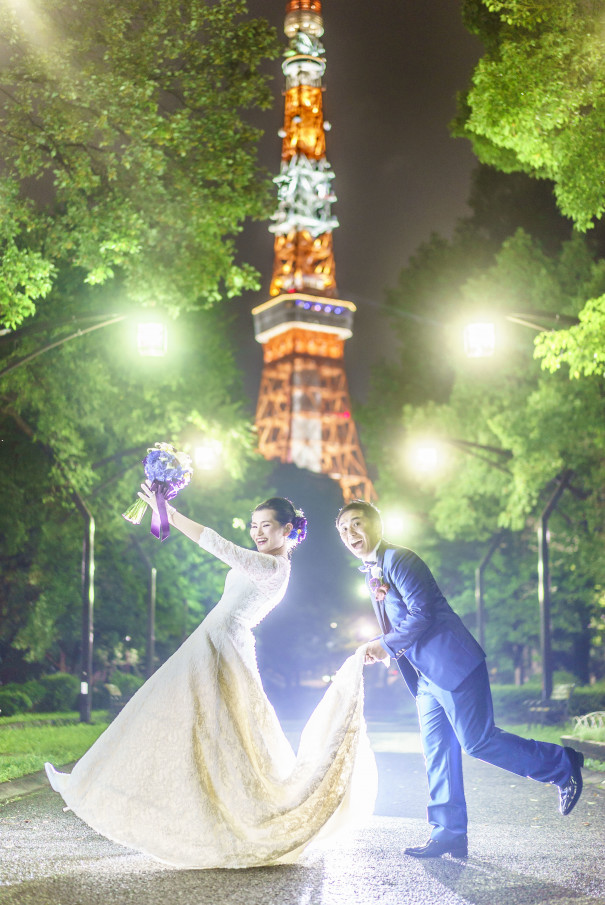 東京タワー 東京駅で披露宴後に後撮りロケーションフォト Trickster Wedding Blog ウェディングフォトグラファーの美しい撮影記録