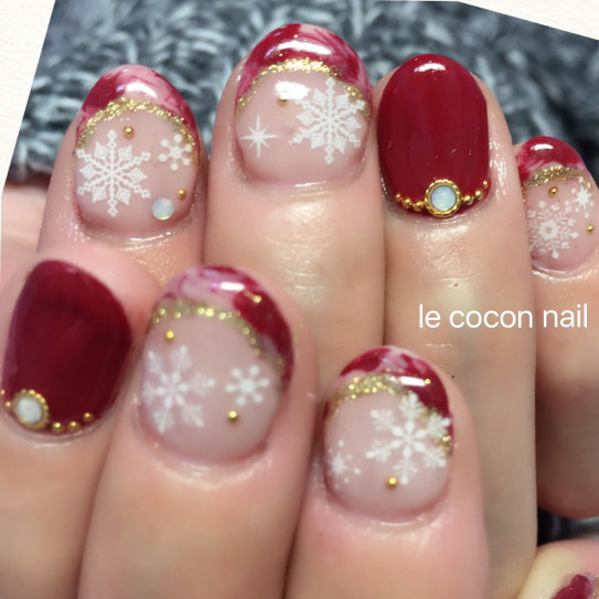 フレンチマーブル雪ネイル Le Cocon Nail