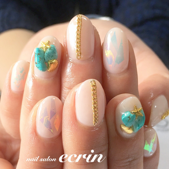 鳥取市 ネイルサロン エクラン ターコイズ 鳥取市ネイルサロン エクランnail Salon Ecrin