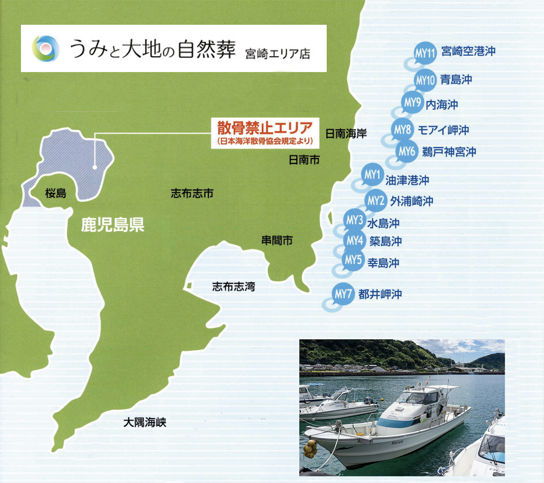 散骨料金表の写真(宮崎県日南市)