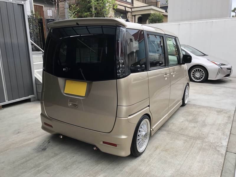 パレットSWにワンオフマフラーと絶版品 BBS RS 15インチ装着です