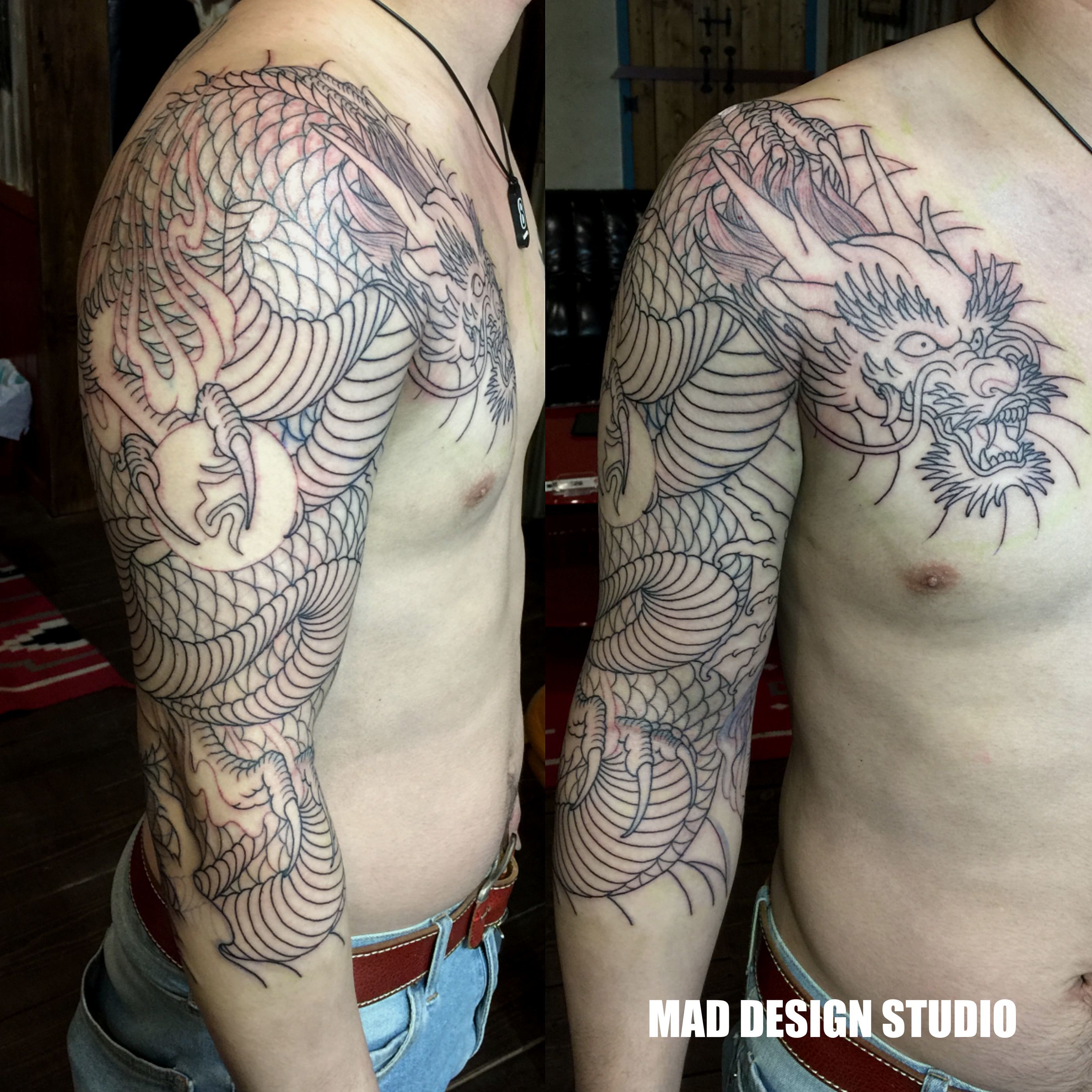 龍の七部袖 刺青スタート Mad Tattoo Studio マッドタトゥースタジオ
