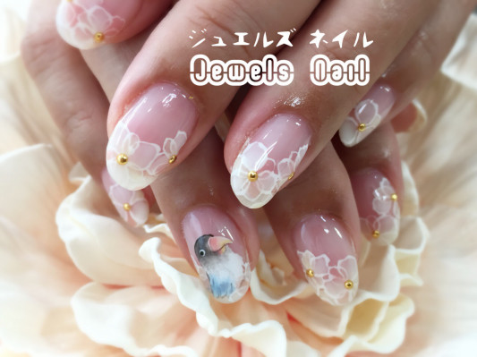 インコちゃん フラワーネイル Jewels Nail