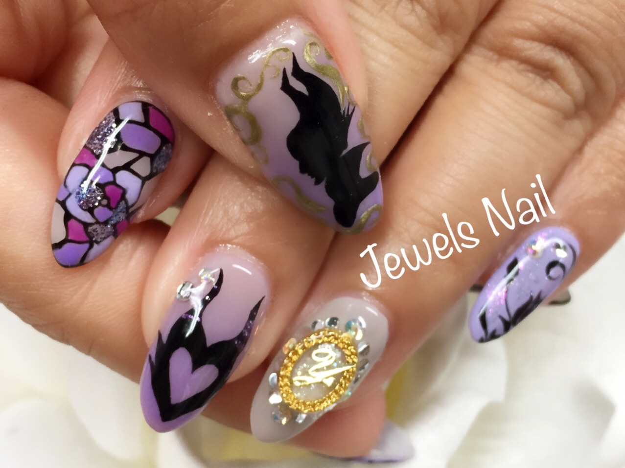 ハロウィンネイル マレフィセント Jewels Nail