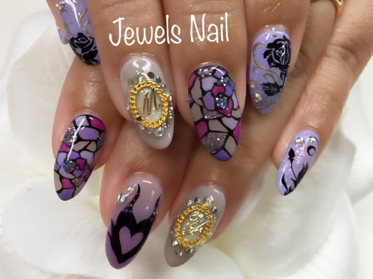 ハロウィンネイル マレフィセント Jewels Nail