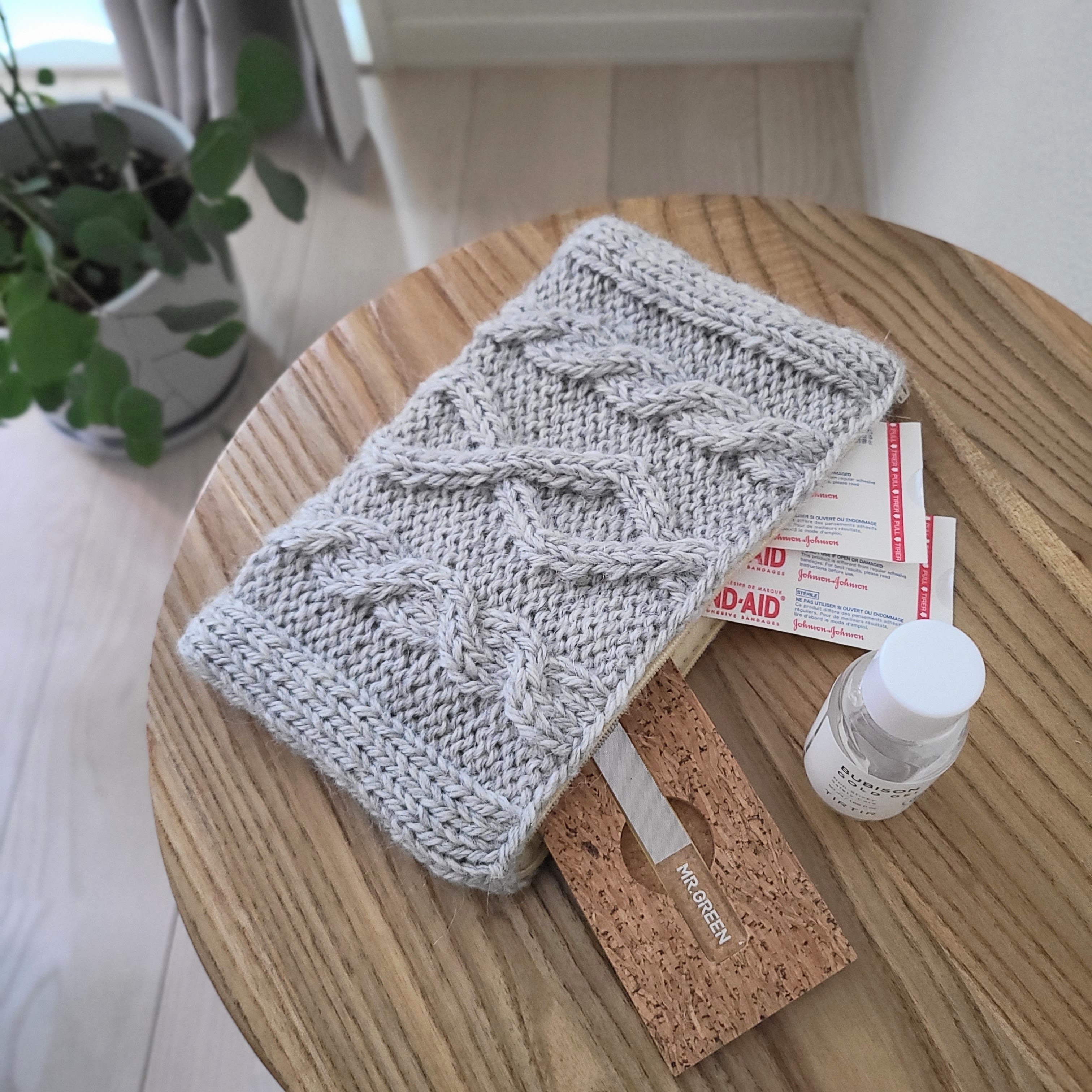 なわ編みのポーチ｜棒針編み | Jul Knitting