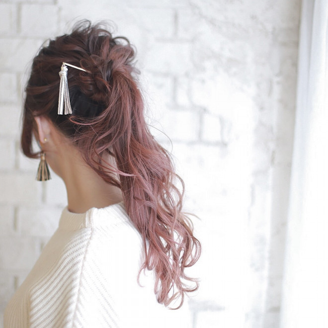 桜色カラー お顔分析をして似合う髪型を提案する大阪北堀江の美容室 Nalu Hair ヒロタテツヤ