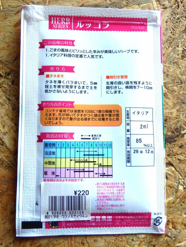 ルッコラの種蒔き 発芽まで The Harvester S Ownd ルッコラの種蒔き 発芽まで The Harvester S Ownd