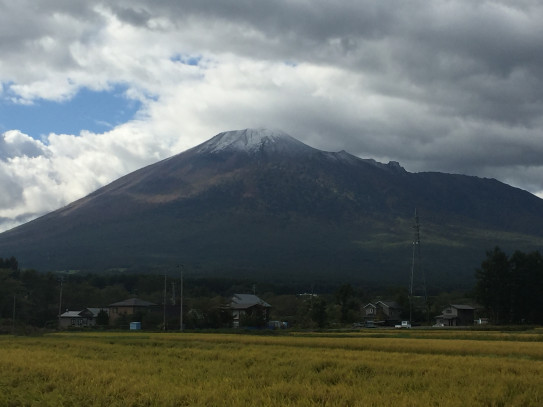 岩手山に初冠雪 自由山にナメコの季節到来 自由屋サマーゲレンデ 岩手山に初冠雪 自由山にナメコの季節到来 自由屋サマーゲレンデ