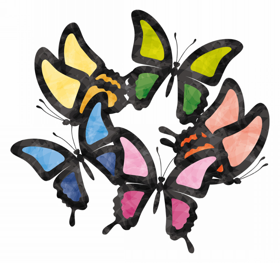 ステンドグラス風の蝶 Rkrkのフリーイラスト