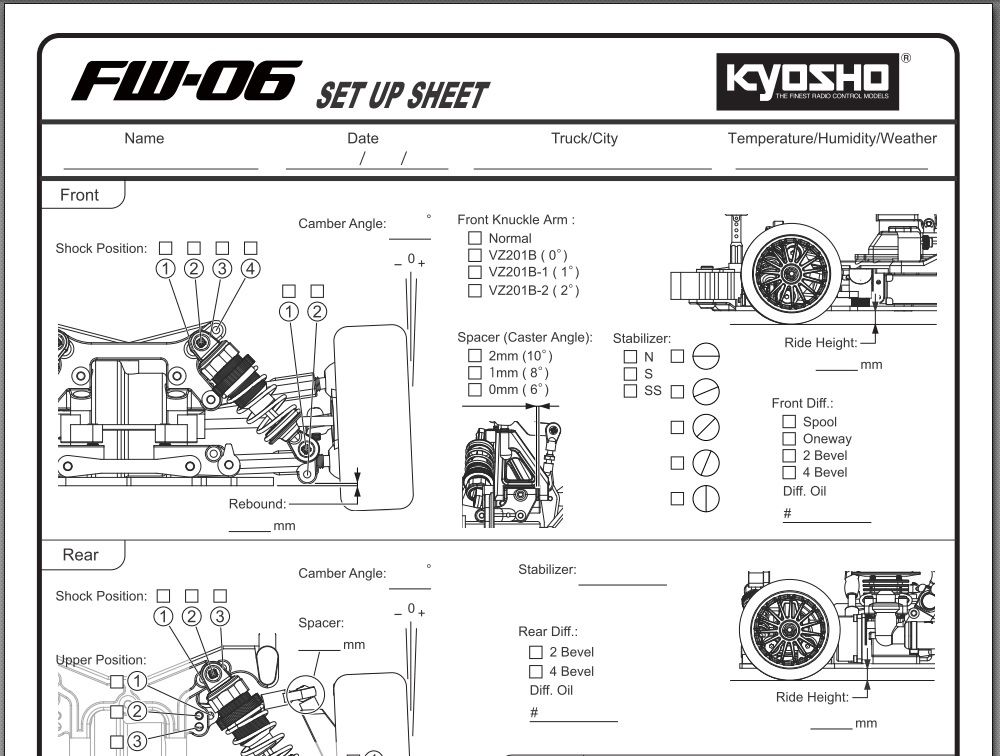 FW-06セッティングシート（ブランク）公開 | KYOSHO RC BLOG