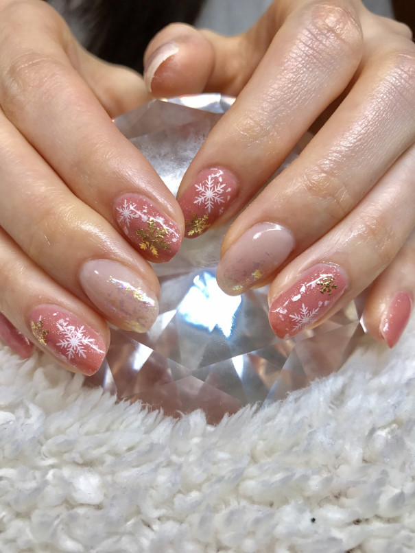 オレンジ粉雪ネイル 佐倉プライベートネイルサロン Starnail