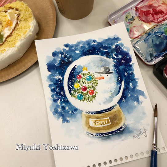 レッスンご報告 12月の水彩イラスト講座 Miyuki Yoshizawa
