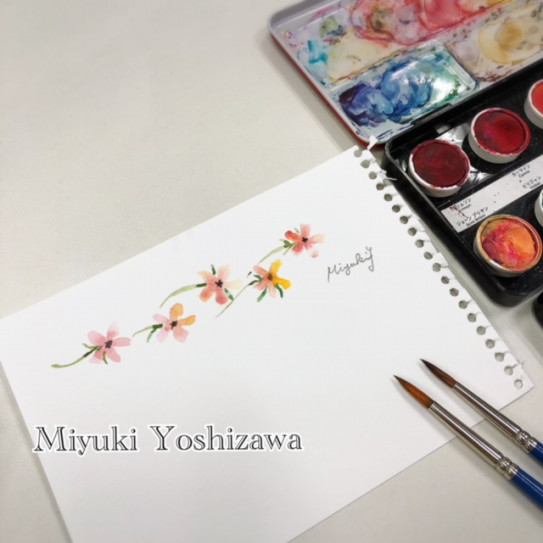 花とコラージュ額のレッスン 朝日カルチャーセンター新宿教室 Miyuki Yoshizawa
