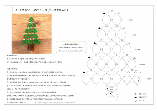 クリスマスツリーのモチーフ 編み物講師 こみねゆり