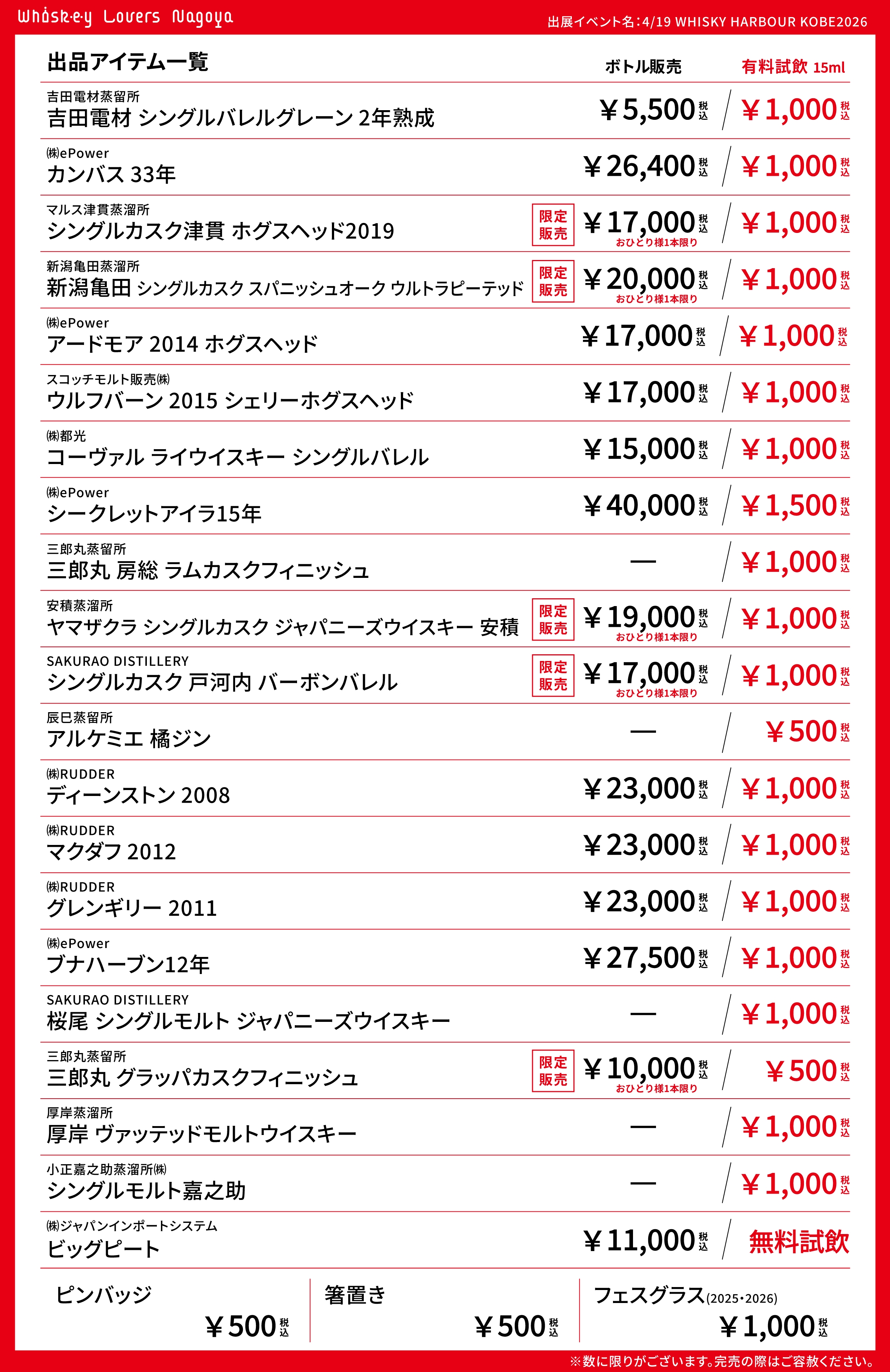 ウイスキーラバーズ名古屋2026 イベント限定ボトル【津貫＆新潟亀田】2本セット ウイスキーラバーズ名古屋フェスボトル 限定販売情報！＆WHISKY