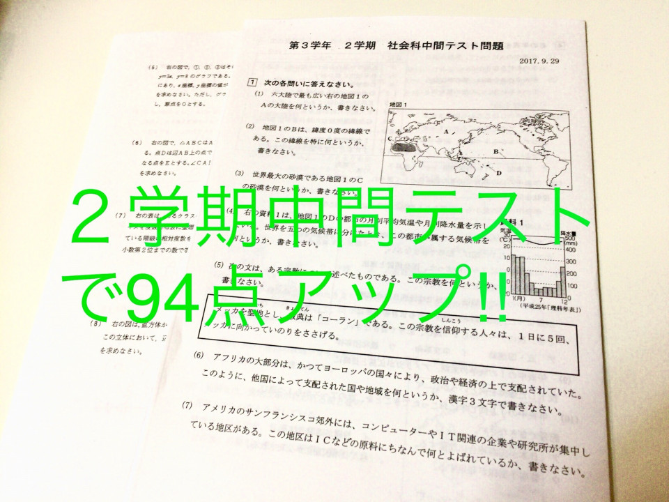 ２学期中間テストまとめ 青森市未来塾