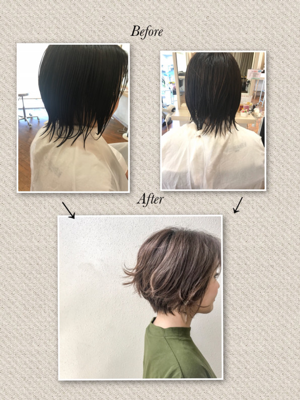 前下がりボブからショートボブにシルエットチェンジ 大阪 東大阪 ショート ボブ 大阪東大阪 ショート ボブ スタイルのオーダーは８割を超え バッサリ切るイメチェンスタイルも多く切りっぱなしボブやショートボブが人気 美容室float フロート ショート特化美容