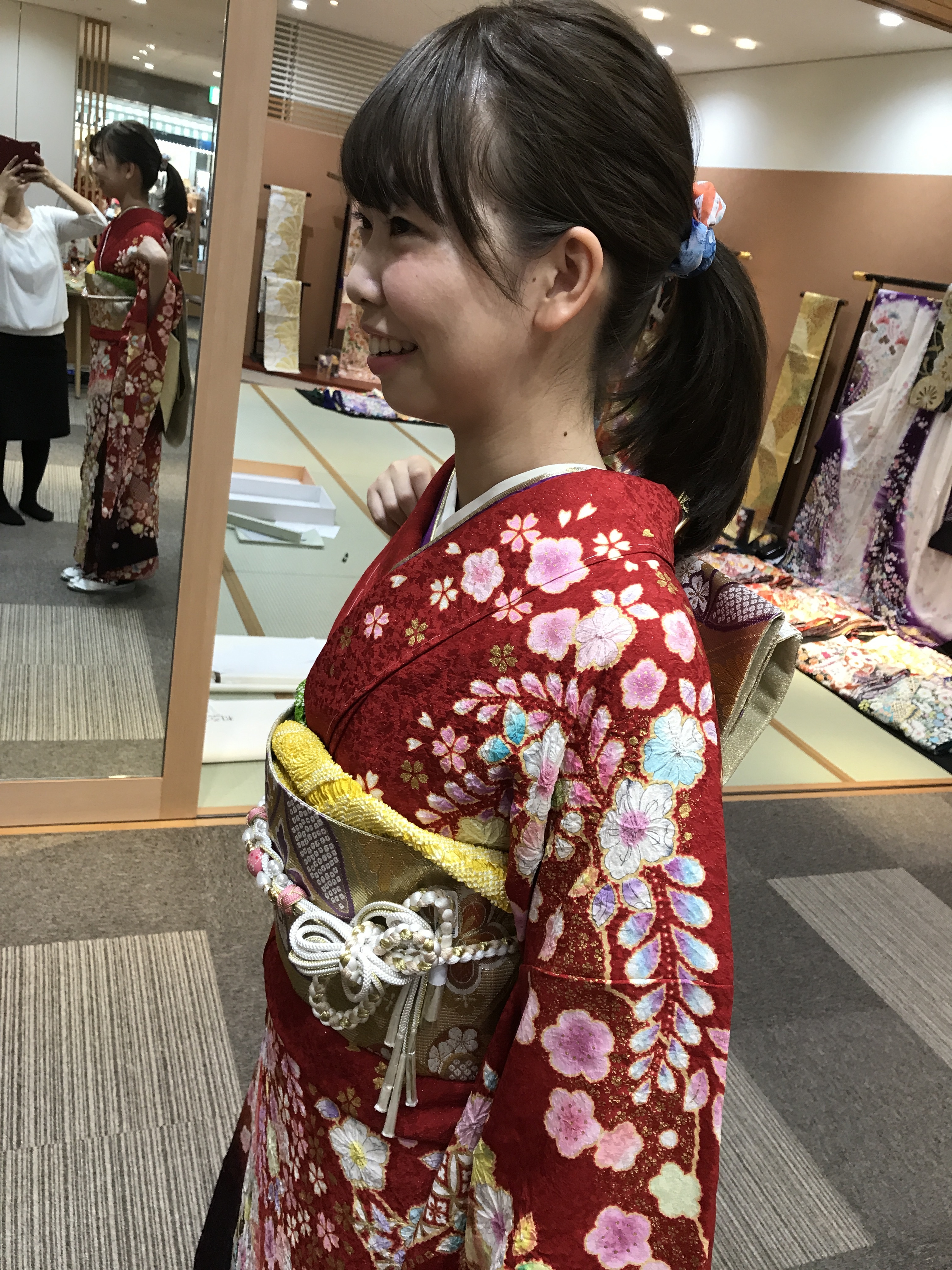 ＨＯＮＪＯＢ✾ｍ2076＊美品 正絹 金彩 トール 手縫い仕立て 振袖単品 m2076＊美品 正絹 金彩 芍薬 百合 トールサイズ 手縫い仕立て