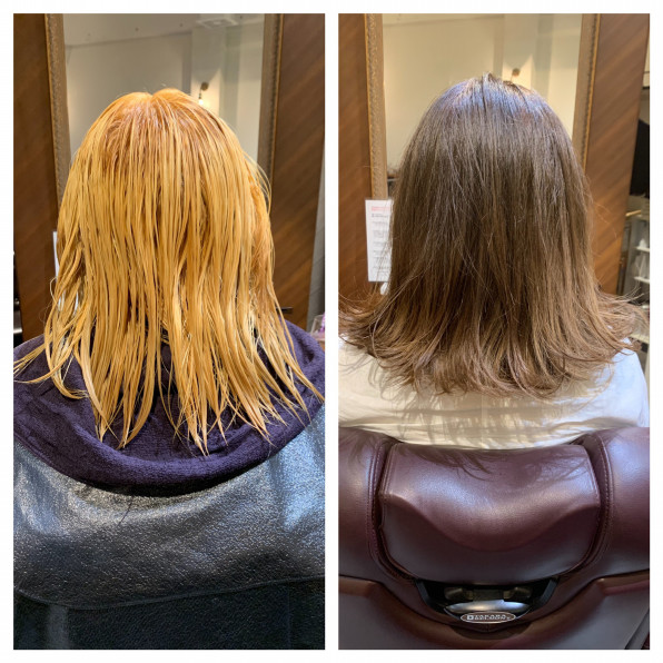 ダブルカラーでイルミナカラー 心地よい素敵な隠れ家hair Saron Olchette