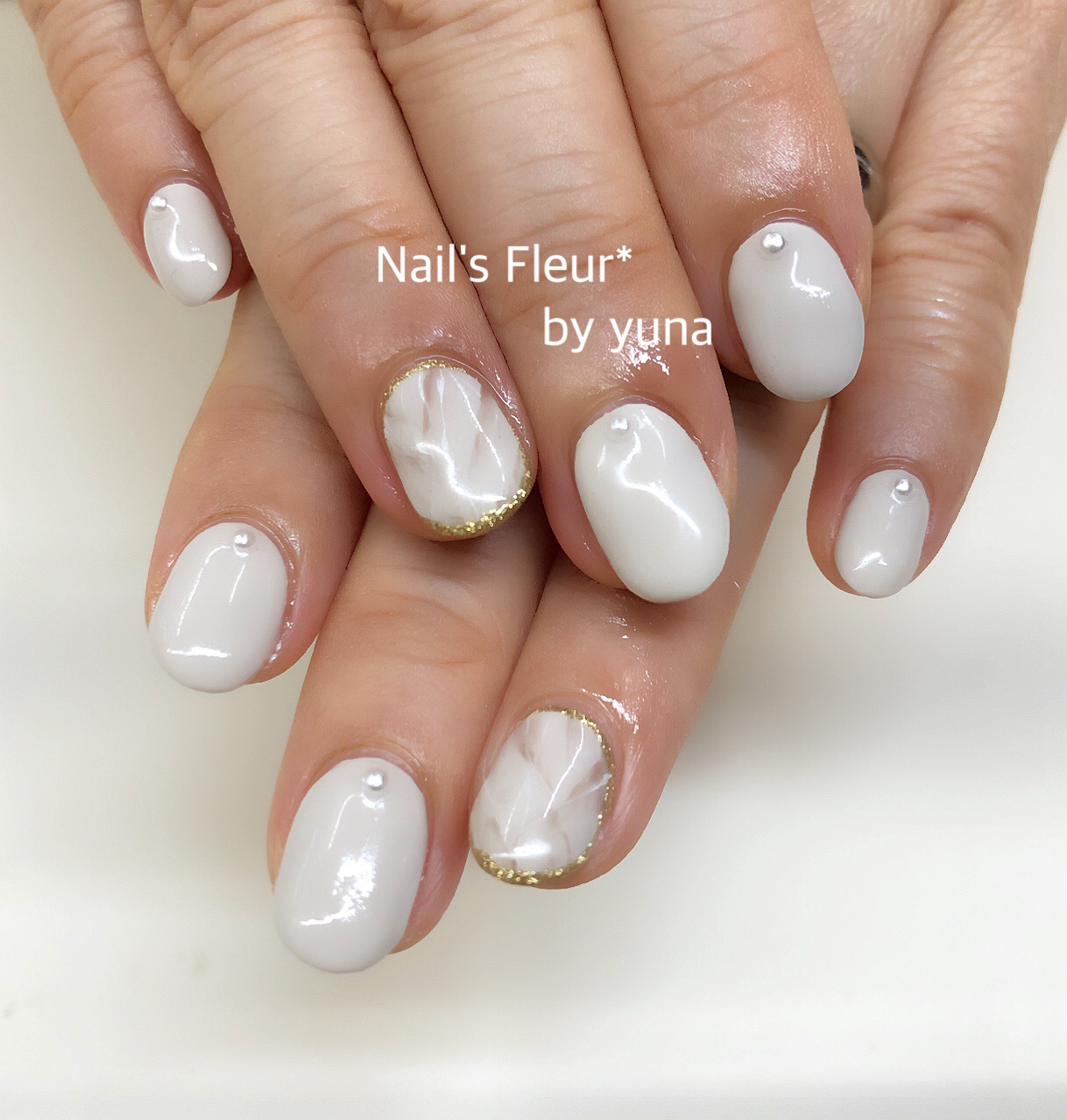 ベージュ系大理石ネイル Nail S Fleur