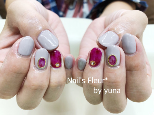 ピンクべっ甲 ネイル Nail S Fleur