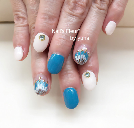 ピーコック エスニック風 Nail S Fleur