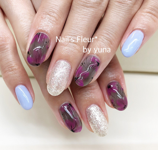 フラワーネイル 大人パープル Nail S Fleur