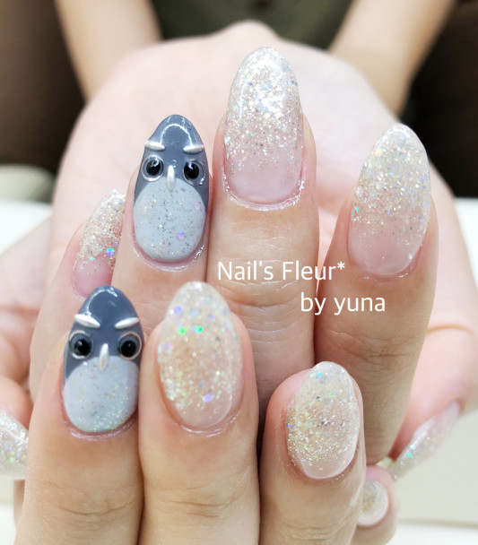 秋アニマル フクロウネイル Nail S Fleur