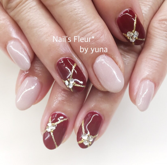 クロスラインアート ボルドーで Nail S Fleur