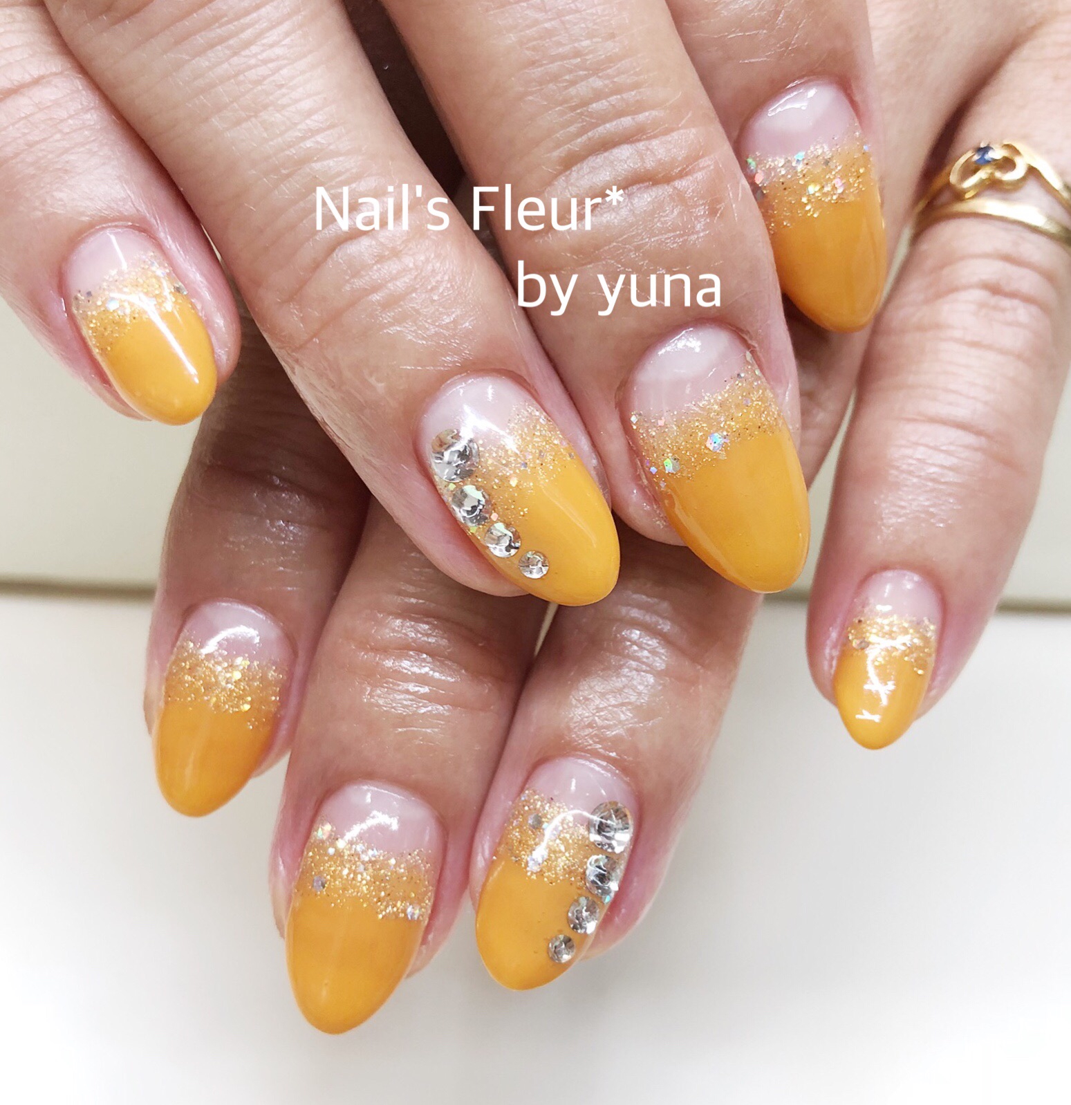 マスタード グラデーションネイル Nail S Fleur