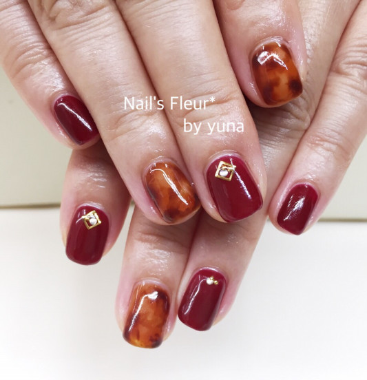 ボルドー べっ甲ネイル Nail S Fleur