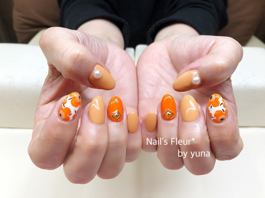 マリメッコネイル オレンジ Nail S Fleur