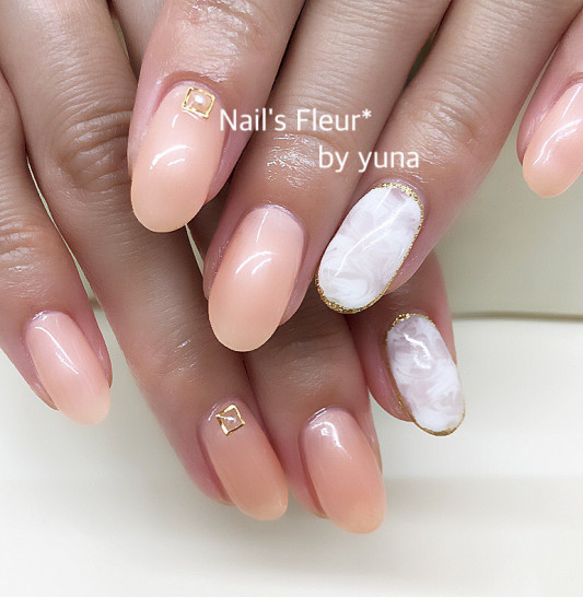 ホワイトマーブルネイル Nail S Fleur