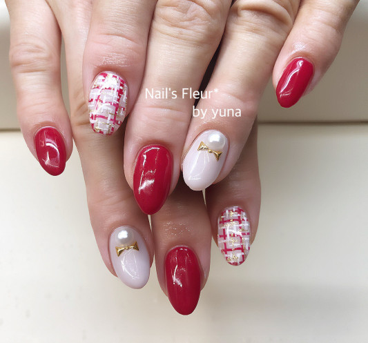 赤系ツイード Nail S Fleur