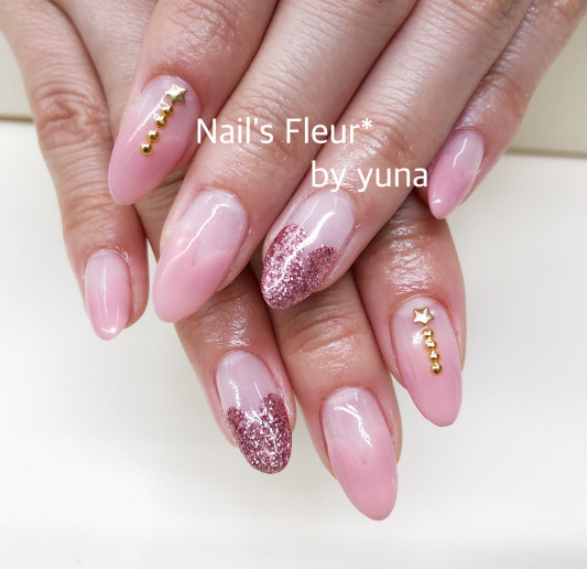 ピンクのハートフレンチネイル Nail S Fleur