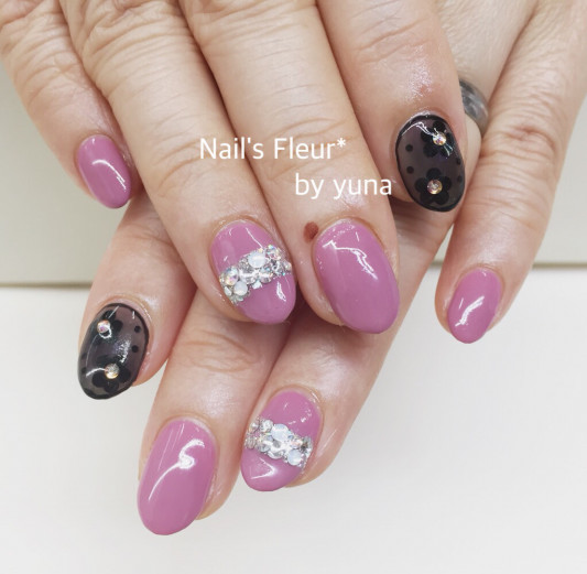 人気のシースルー くすみピンクと Nail S Fleur