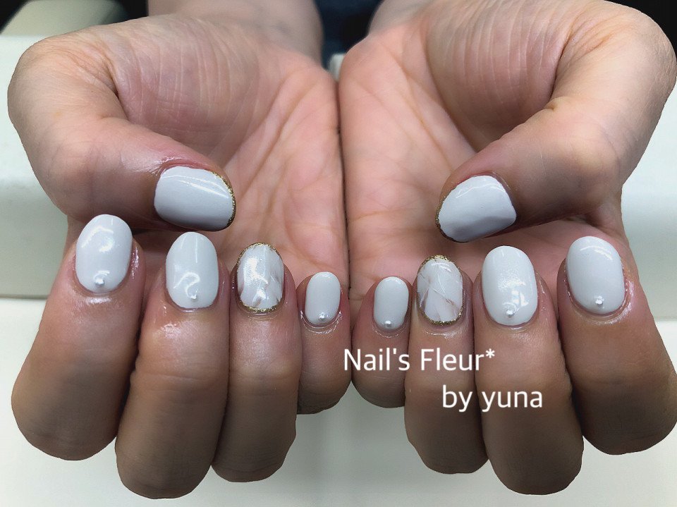 ベージュ系大理石ネイル Nail S Fleur