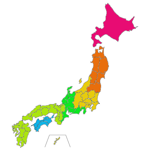 地域別配送料 説明用 日本地図