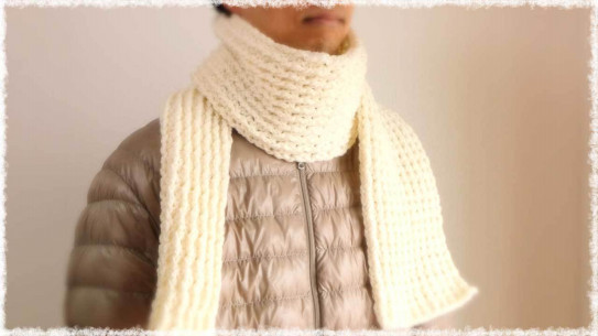 動画 シンプル メンズ マフラーの編み方 彼編み Cowls For Him