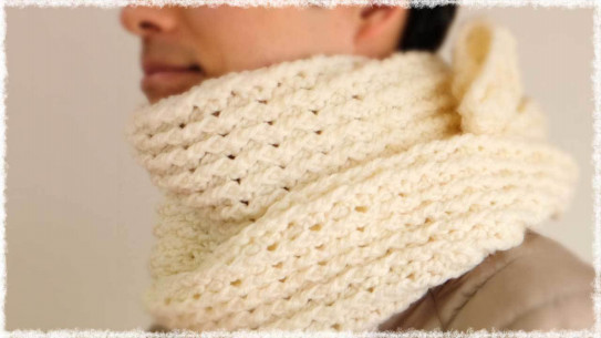 動画 シンプル メンズ マフラーの編み方 彼編み Cowls For Him