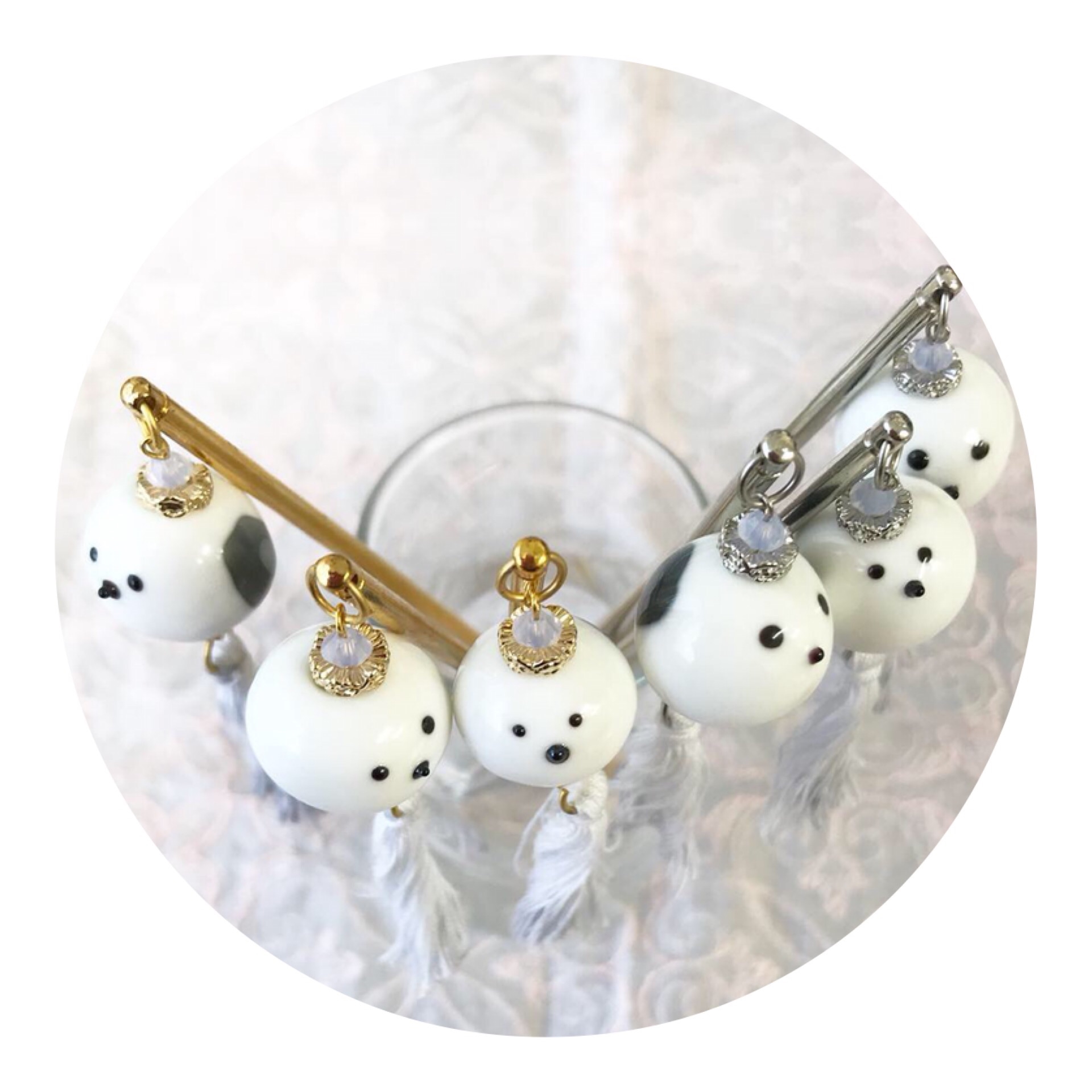 展示用/レジン/神秘な森の親子鹿 蓄光 オルゴナイトネックレス